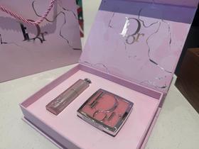 D121620粉色大理石单色腮红+变色唇膏彩妆两件套