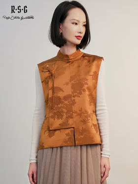 郭培成衣RSG2025秋冬新款新中式斜襟玫瑰花盘扣马甲