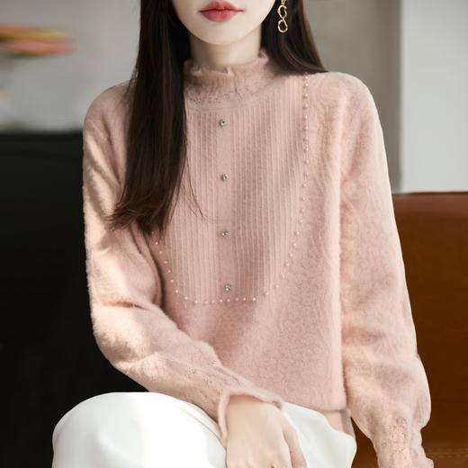 CC 1618半高领提花针织打底衫洋气减龄大码上衣 商品图1