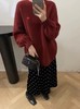 D121610秋冬温暖氛围红色慵懒显白圆领女士针织衫 商品缩略图5