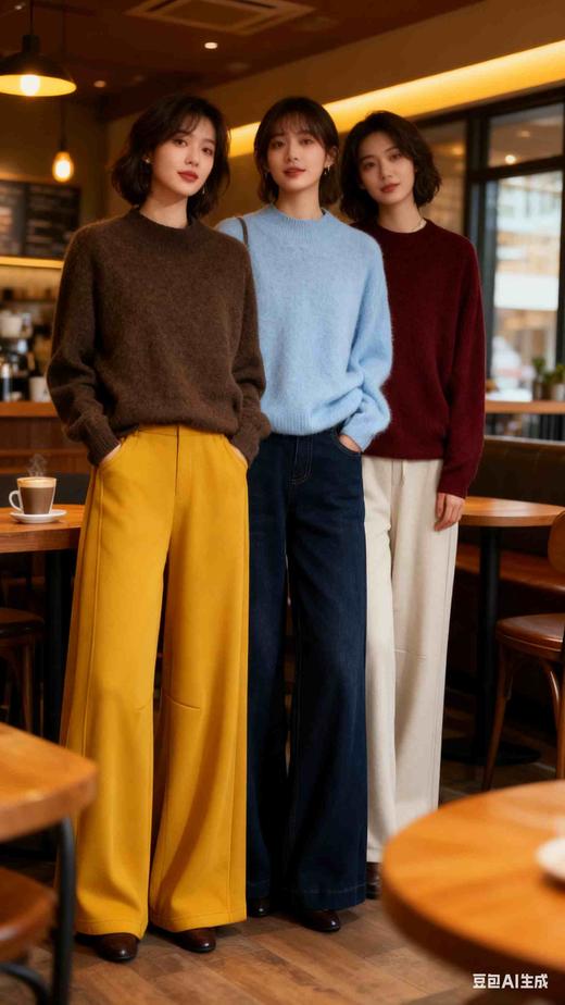 拉绒羊绒羊毛均码阔版打底衫，半高领，不勒人，不捂人，内外穿均可，589863 商品图9