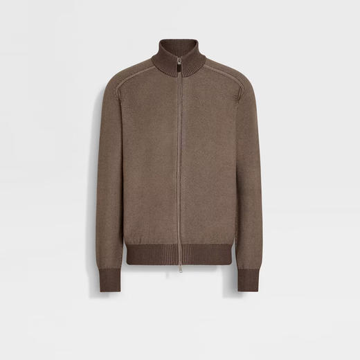 ZEGNA 杰尼亚 男士 Cashseta 全拉链针织开衫 棕色 UGJ92A2 157 155 商品图0
