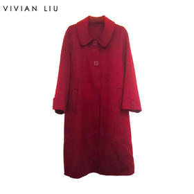 VIVIAN LIU薇薇安刘A2559311秋女装新款翻领插兜俩粒扣长款大衣