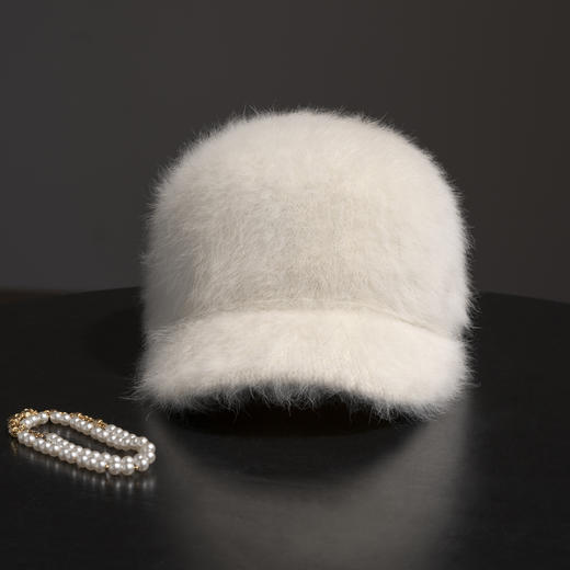 疯帽子 25秋冬安哥拉兔毛鸭舌帽 毛绒甜美可爱棒球帽逛街百搭帽子 商品图4