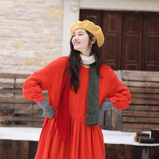 绽放/KSX021朵纯羊毛圣诞风撞色围巾女冬季新年韩系高级氛围感 商品图0