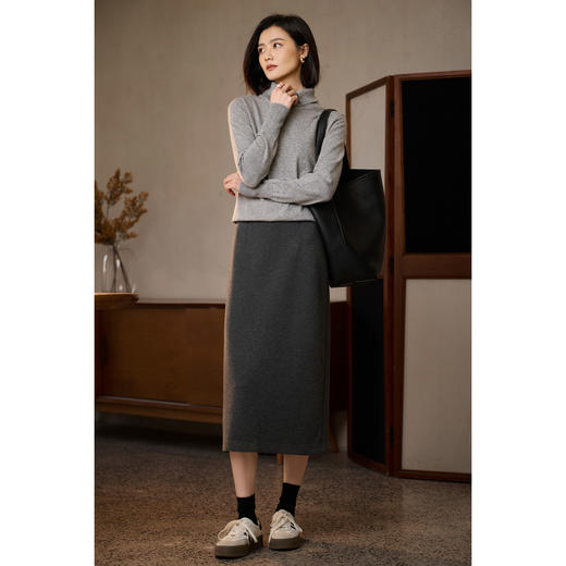 米思阳羊毛醋酸半身裙  完美长度 一条过冬 2025米思阳冬季新品优雅冬季百搭直筒半身裙5589 商品图2