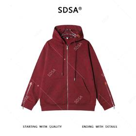 SDSA男士秋冬新款痞帅男装时尚扎染拉链设计连帽卫衣开衫外套百搭