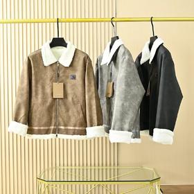 芭宝莉鹿皮羊一体羔绒反绒加厚复古保暖外套