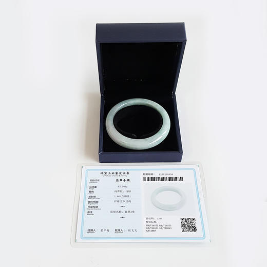 【天然正品】A货翡翠天然正桩细腻糯种浅绿色56号翡翠手镯  021225NJM35特价：520 商品图1