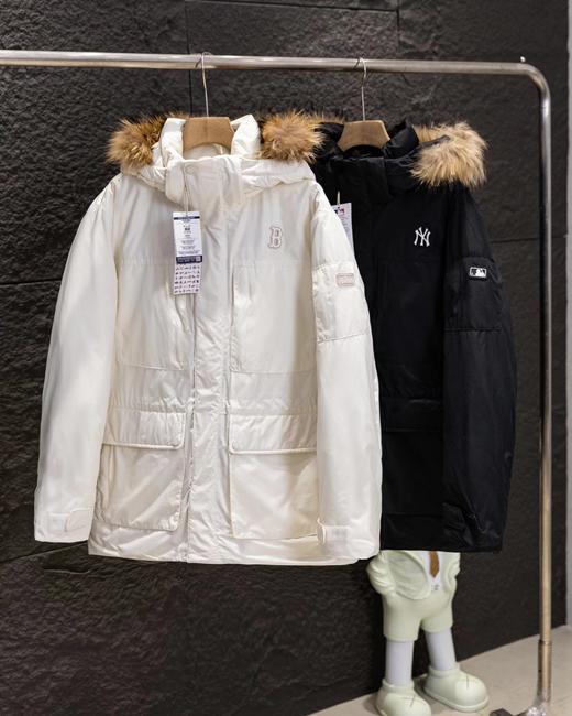 D121698貉子毛领工装派克服连帽羽绒服百搭通勤男女情侣款 商品图0