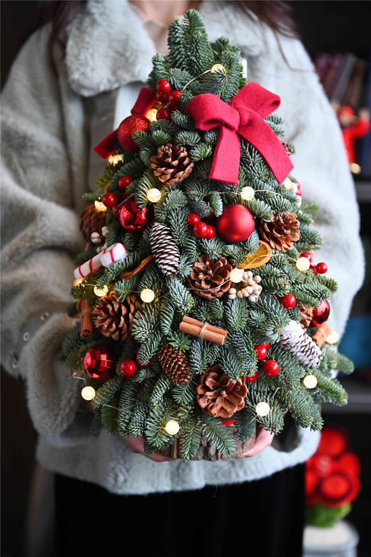 VBEINGS 北欧丹麦诺贝松 圣诞树/花环 圣诞装饰diy迷你诺贝松圣诞树桌面摆件（纯手工制作） 商品图3