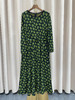 「断码清仓」墨绿碎花法式优雅百搭长袖真丝连衣裙 M码 ZFYY137 商品缩略图0