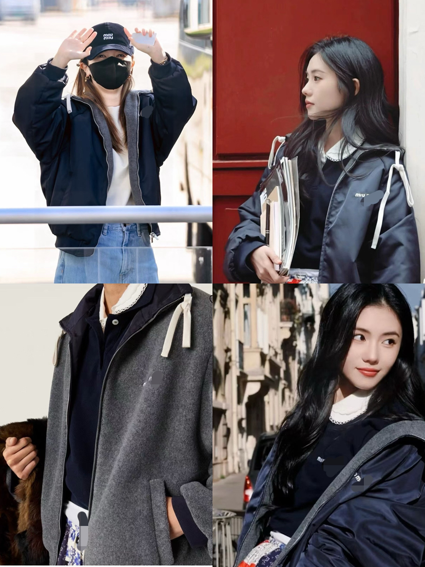 129-2 颖宝/刘浩存 渠道圆正 565款 Miu双面穿男女同款 尼龙/摇粒绒 飞行员夹克外套