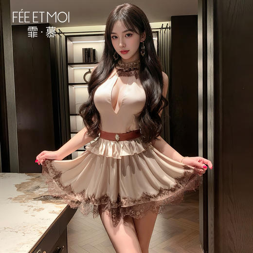 【情趣内衣】霏慕 宫廷可露丽深v系带连衣裙ZY147 商品图4