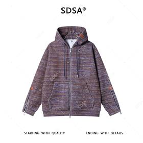 SDSA秋冬新款痞帅男装美式高街拉链设计开衫连帽针织卫衣百搭休闲