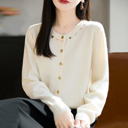 CC 8786气质减龄钉珠针织开衫外套洋气毛衣 商品图1