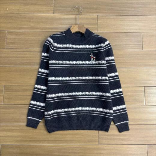 D121645秋冬款百搭内里男士条纹圆领针织毛衣 商品图3