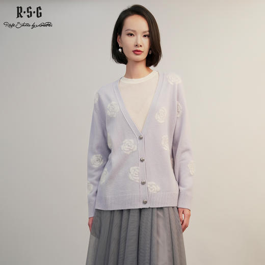 郭培成衣RSG2025秋冬新款「晴空玫瑰」提花V领针织开衫 商品图5