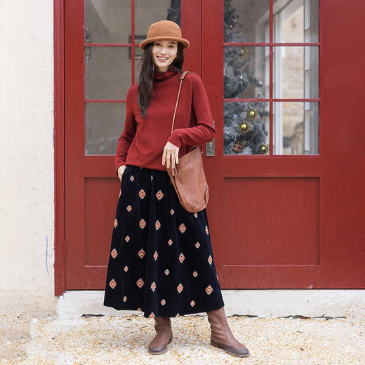 特绽放854朵/贝壳绣高领打底衫·绒感保暖打底长袖T恤女内搭新款 商品图3