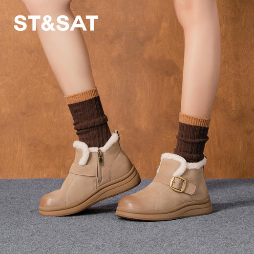 星期六软萌保暖扣带柔软雪地靴SSD411A255 商品图1