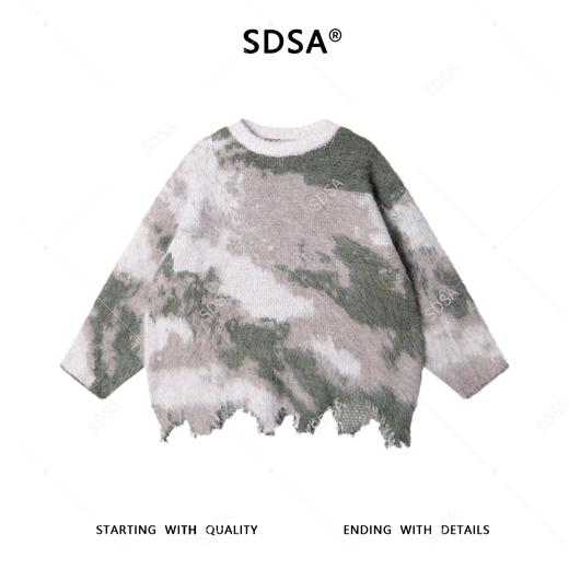 SDSA男士秋冬新款痞帅男装设计感不规则撞色圆领毛衣慵懒风百搭 商品图0