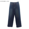 VIVIAN LIU薇薇安刘C2555005秋女装新款厚直筒羽毛牛仔长裤 商品缩略图0