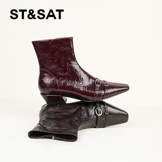 【绒里可选】星期六英伦风双扣带方头粗跟切尔西SSD4116Y7T/SSD4118YFJ 商品图10