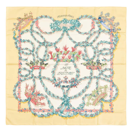 【已售】独角鹿西洋古董1986年法国爱马仕出品Henri d’Origny设计《春之祭》主题丝绸方巾 商品图0