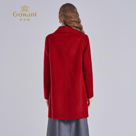 乔万尼2025冬羊毛羊绒真丝混纺自带气场H型翻领羊毛大衣ED4A762 商品图4