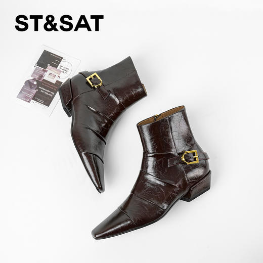 【绒里可选】星期六摩登褶皱设计优雅切尔西SSD4116YCD/SSD4118YG4 商品图1