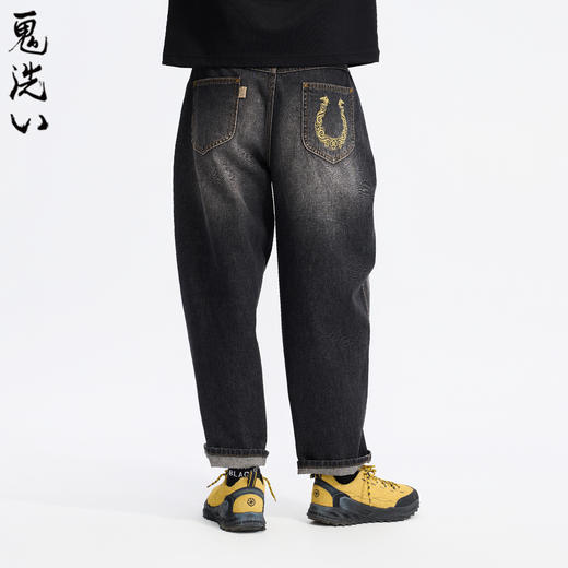 ONIARAI/鬼洗26春季新品金色马蹄复古锥形宽牛仔长裤男 26B4401 商品图2