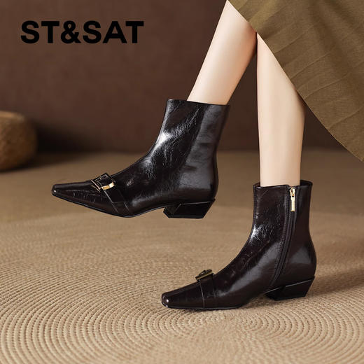 【绒里可选】星期六法式气质单扣时装靴SSD4116YB1/SSD4118YG5 商品图2