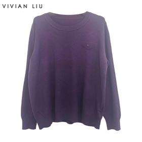 VIVIAN LIU薇薇安刘C2556301秋女装新款时尚假兜圆领宽松毛衣