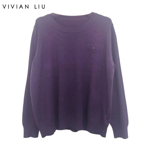 VIVIAN LIU薇薇安刘C2556301秋女装新款时尚假兜圆领宽松毛衣 商品图0