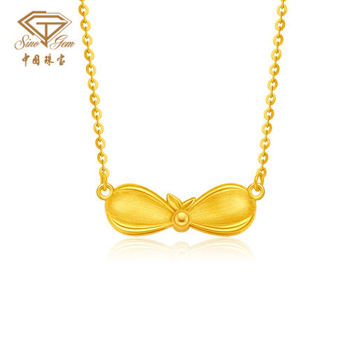 「美好金」麦向幸福古法黄金套链 足金幸福萌芽项链两种戴法锁骨链 商品图3