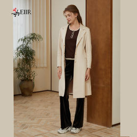 司歌麂皮绒单排扣翻领风衣弹力中长款R921029X