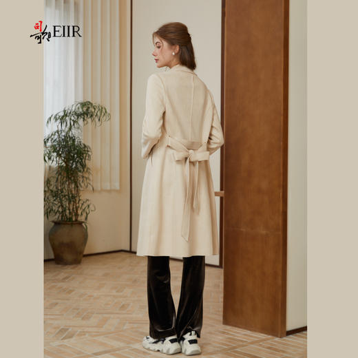 司歌麂皮绒单排扣翻领风衣弹力中长款R921029X 商品图3