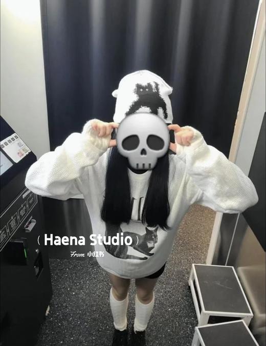 D121622韩国秋冬提花3M反光电眼小猫针织毛线帽子保暖冷帽男女同款 商品图9