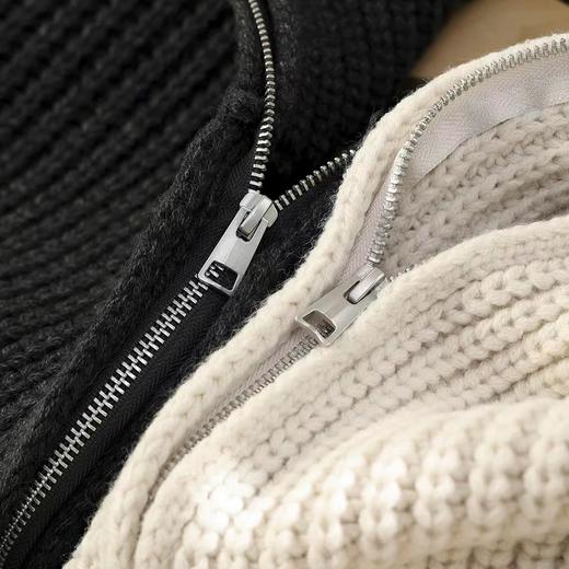 D121630粗棒针立领加厚毛衣外套羊毛针织开衫上衣秋冬女 商品图3