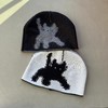 D121622韩国秋冬提花3M反光电眼小猫针织毛线帽子保暖冷帽男女同款 商品缩略图1