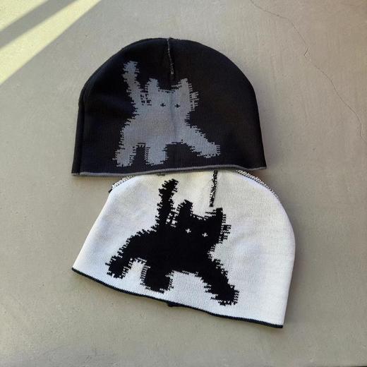 D121622韩国秋冬提花3M反光电眼小猫针织毛线帽子保暖冷帽男女同款 商品图1