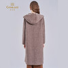 乔万尼2025冬新品减龄连帽复古咖纹100%羊毛长款宽松外套大衣ED4A742 商品缩略图4
