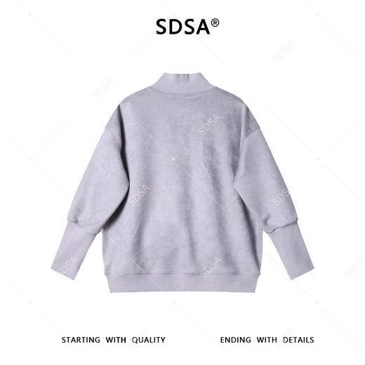 SDSA男士秋冬新款痞帅男装韩版简约纯色植绒下摆不规则立领卫衣 商品图4