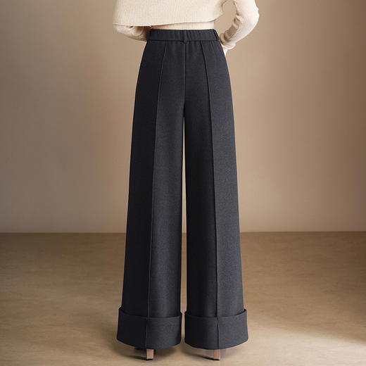 QYM 6997-Y加厚羊毛呢阔腿裤宽松休闲裤高腰时尚裤 商品图1