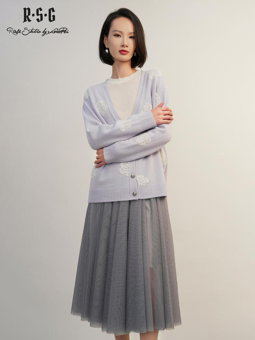 郭培成衣RSG2025秋冬新款「晴空玫瑰」提花V领针织开衫 商品图2