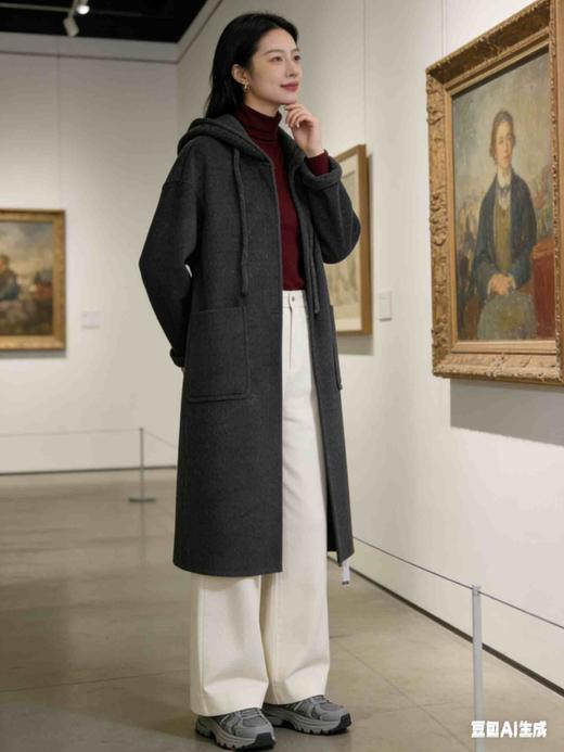 582531带帽系绳羊绒大衣 商品图11