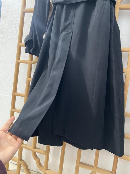 「断码清仓」黑色系带收腰翻领真丝风衣 L码 ZFYY247 商品图3