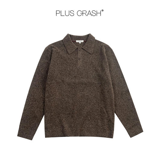 潮牌PLUS CRASH羊毛混纺老钱风翻领针织衫保暖毛衣PC55SW76 商品图4