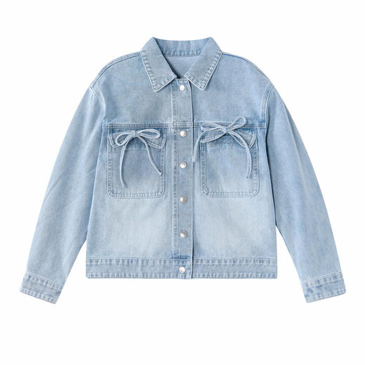 笛莎Deesha 童装女童外套2026春新款蝴蝶结牛仔外套 商品图4