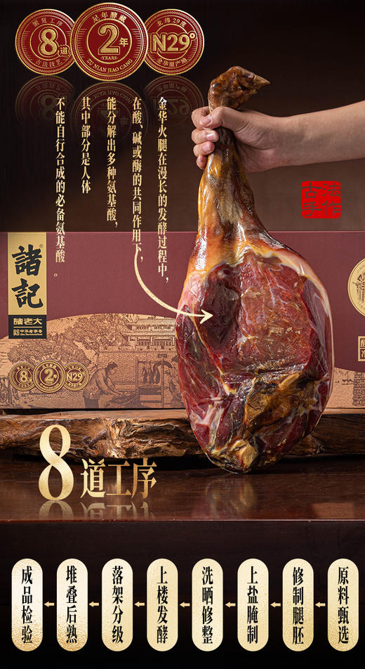 诸记2.56千克酵藏金华火腿整腿礼盒 商品图9